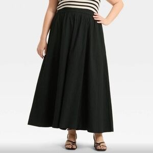 a new day Black Maxi Skirt - Full-Length Flowing Silhouette